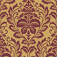 Galerie Home Collection Orange/Red Damask Motif Wallpaper Roll