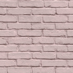 Galerie Home Collection Pink Brick Effect Wallpaper Roll
