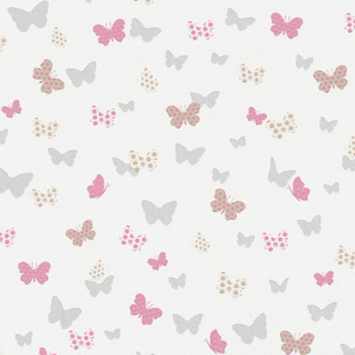 Galerie Home Collection Pink Butterfly Motif Wallpaper Roll