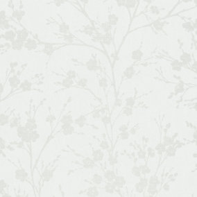 Galerie Home Collection White Floral Trail Wallpaper Roll