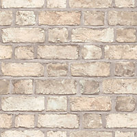 Galerie Homestyle Beige Brown Farmhouse Brick Smooth Wallpaper