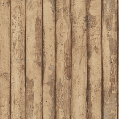 Galerie Homestyle Black Brown Log Cabin Smooth Wallpaper