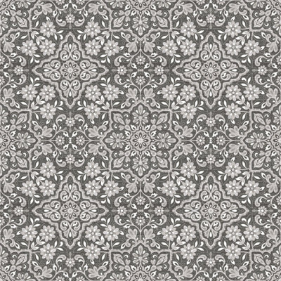 Galerie Homestyle Black Silver Floral Tile Smooth Wallpaper