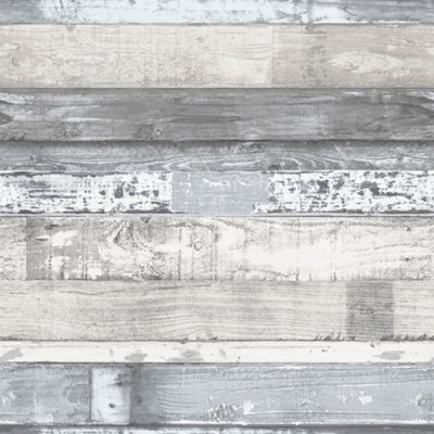 Galerie Homestyle Blue Grey Beachwood Smooth Wallpaper | DIY at B&Q
