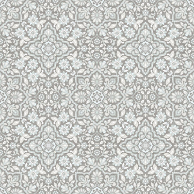 Galerie Homestyle Blue Grey Floral Tile Smooth Wallpaper