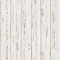 Galerie Homestyle Cream Brown Grey Shiplap Smooth Wallpaper