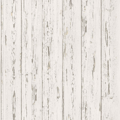 Galerie Homestyle Cream Brown Grey Shiplap Smooth Wallpaper