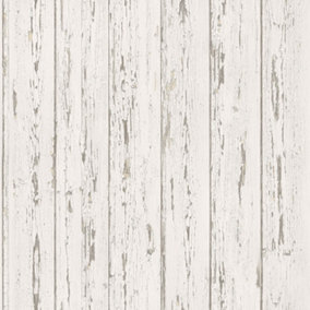 Galerie Homestyle Cream Brown Grey Shiplap Smooth Wallpaper