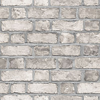 Galerie Homestyle Taupe Black Farmhouse Brick Smooth Wallpaper