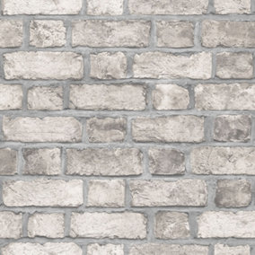 Galerie Homestyle Taupe Black Farmhouse Brick Smooth Wallpaper
