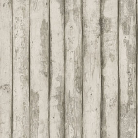 Galerie Homestyle Taupe Log Cabin Smooth Wallpaper