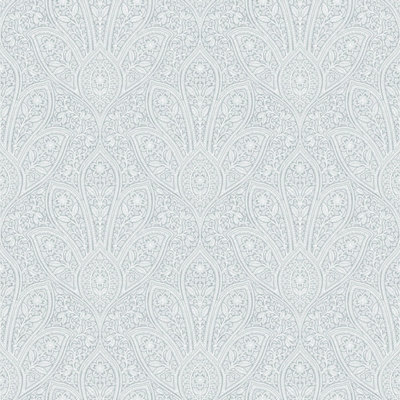 Galerie Homestyle White Blue Distressed Paisley Smooth A4 Wallpaper Sample