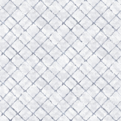 Galerie Homestyle White Blue Grey Chicken Wire Smooth Wallpaper