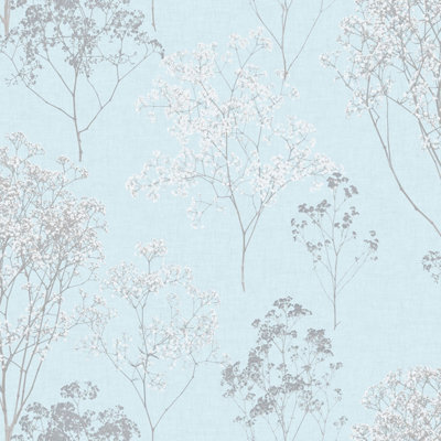 Galerie Homestyle White Blue Grey Queen Annes Lace Smooth Wallpaper