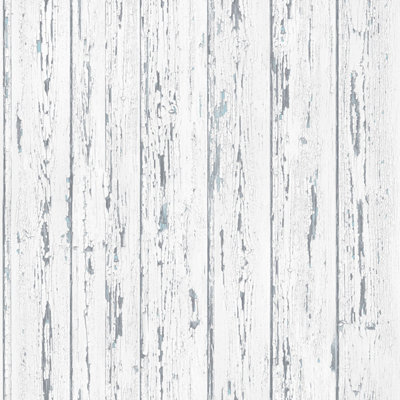 Galerie Homestyle White Blue Grey Shiplap Smooth Wallpaper