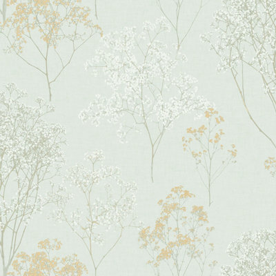 Galerie Homestyle White Green Gold Queen Annes Lace Smooth Wallpaper ...