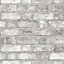 Galerie Homestyle White Grey Farmhouse Brick Smooth Wallpaper