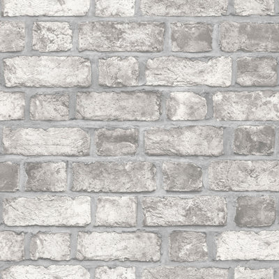 Galerie Homestyle White Grey Farmhouse Brick Smooth Wallpaper