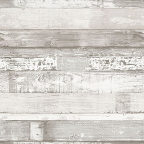 Galerie Homestyle White Light Grey Beachwood Smooth Wallpaper