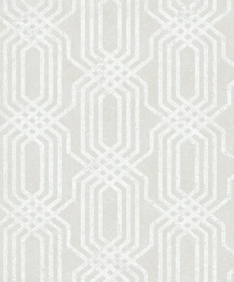Galerie Hotel Beige Embossed Geometric Glitter Trellis A4 Wallpaper Sample