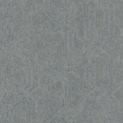 Galerie Hotel Grey Embossed Geometric Glitter Trellis Wallpaper Roll