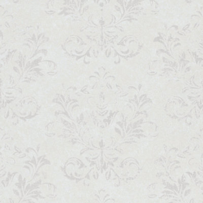 Galerie Hotel Grey/Silver Embossed Damask Glitter Wallpaper Roll DIY