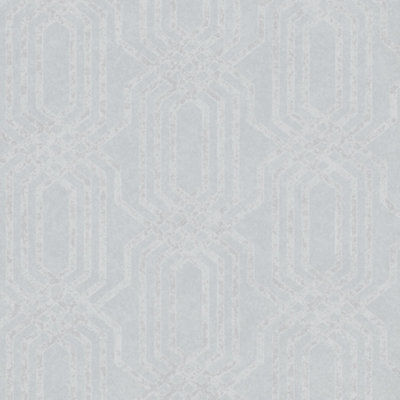 Galerie Hotel Silver Embossed Geometric Glitter Trellis Wallpaper Roll