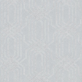 Galerie Hotel Silver Embossed Geometric Glitter Trellis Wallpaper Roll