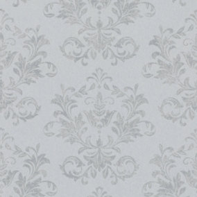 Galerie Hotel Silver/Grey Embossed Damask Glitter Wallpaper Roll