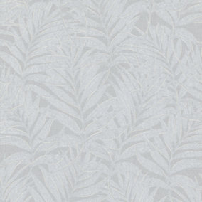 Galerie Hotel White/Cream Glitter Botanical Palm Leaf Design Wallpaper Roll