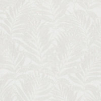 Galerie Hotel White Glitter Botanical Palm Leaf Design Wallpaper Roll