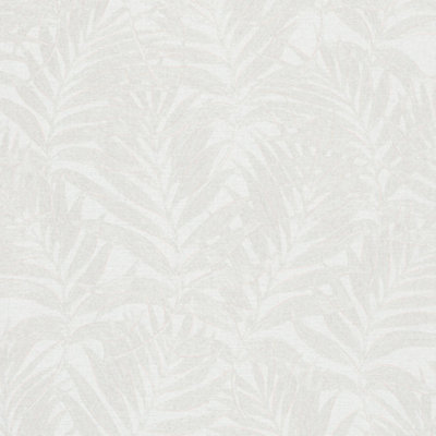 Galerie Hotel White Glitter Botanical Palm Leaf Design Wallpaper Roll