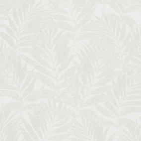 Galerie Hotel White Glitter Botanical Palm Leaf Design Wallpaper Roll