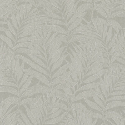 Galerie Hotel White/Greige Glitter Botanical Palm Leaf Design Wallpaper Roll