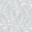 Galerie Hotel White/Silver Glitter Botanical Palm Leaf Design Wallpaper Roll