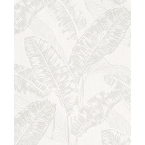 Galerie Imagine Beige Taupe Bold Jungle Leaf Embossed Wallpaper