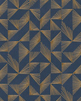 Galerie Imagine Blue Gold Geometric Fan Embossed Wallpaper