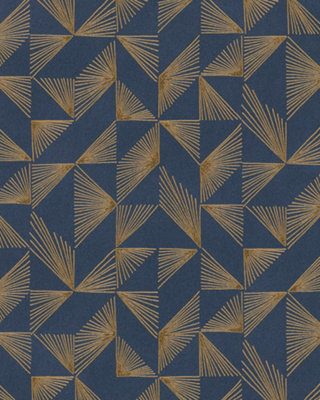 Galerie Imagine Blue Gold Geometric Fan Embossed Wallpaper