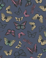 Galerie Imagine Navy Yellow Butterflies Embossed Wallpaper
