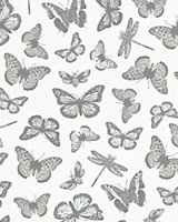 Galerie Imagine Off White Beige Butterflies Embossed Wallpaper