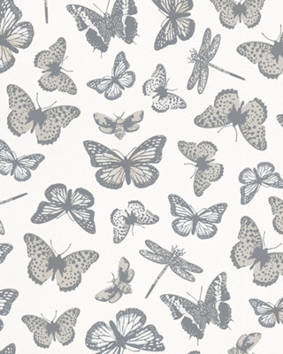 Galerie Imagine Off White Beige Butterflies Embossed Wallpaper