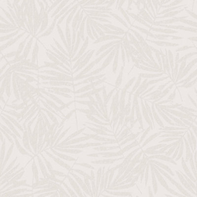 Galerie Industrial Effects Beige Floral Leaf Pearlescent Wallpaper Roll