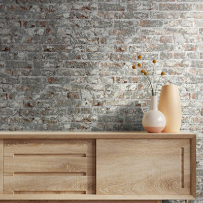 Galerie Industrial Effects Beige Glass Stone Brick Effect Wallpaper Roll
