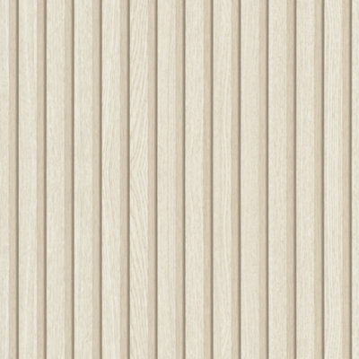 Galerie Industrial Effects Beige Stripe Wood Panel Wallpaper Roll