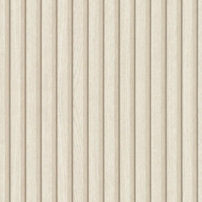 Galerie Industrial Effects Beige Stripe Wood Panel Wallpaper Roll