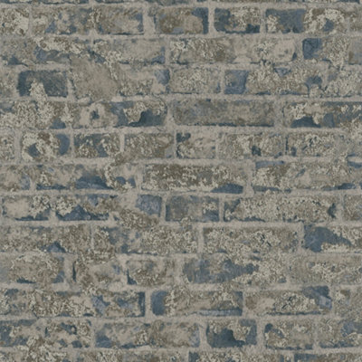 Galerie Industrial Effects Brown Glass Stone Brick Effect Wallpaper Roll