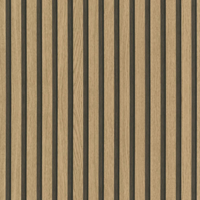 Galerie Industrial Effects Brown Stripe Wood Panel Wallpaper Roll