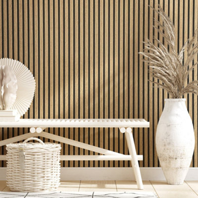 Galerie Industrial Effects Brown Stripe Wood Panel Wallpaper Roll