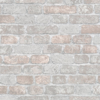 Galerie Industrial Effects Cream Glass Stone Brick Effect Wallpaper Roll