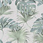 Galerie Industrial Effects Green/White Tropical Leaf Wallpaper Roll
